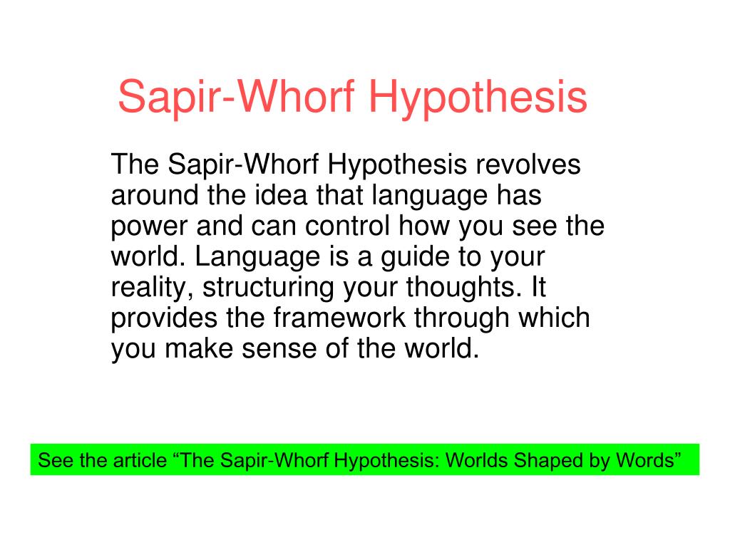 Sapir and whorf thesis