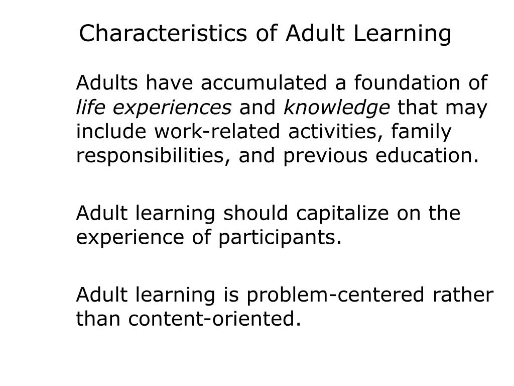 characteristic learning Adult