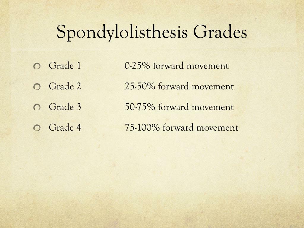 Spondylothesis grades