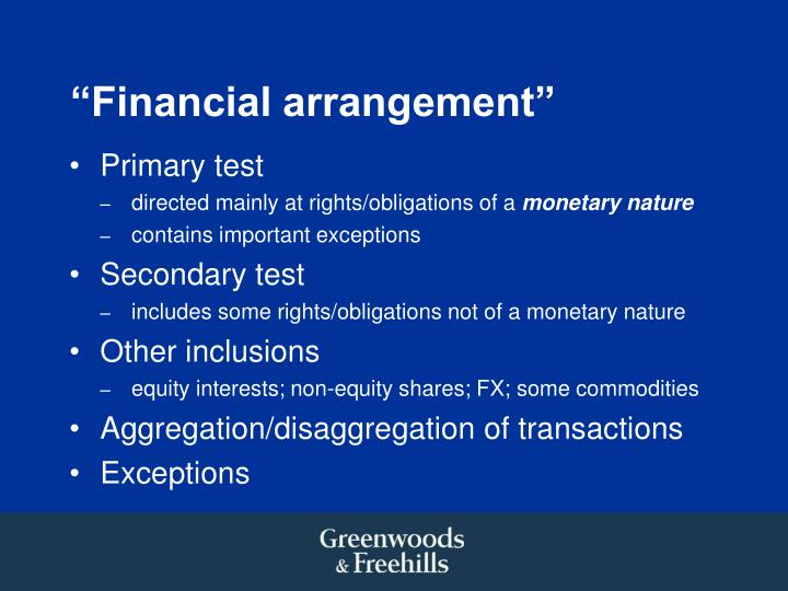 Financial arrangements dating