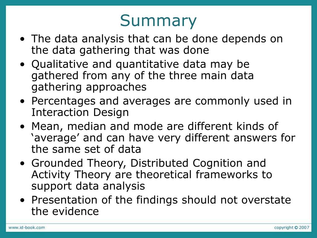 Data presentation and analysis