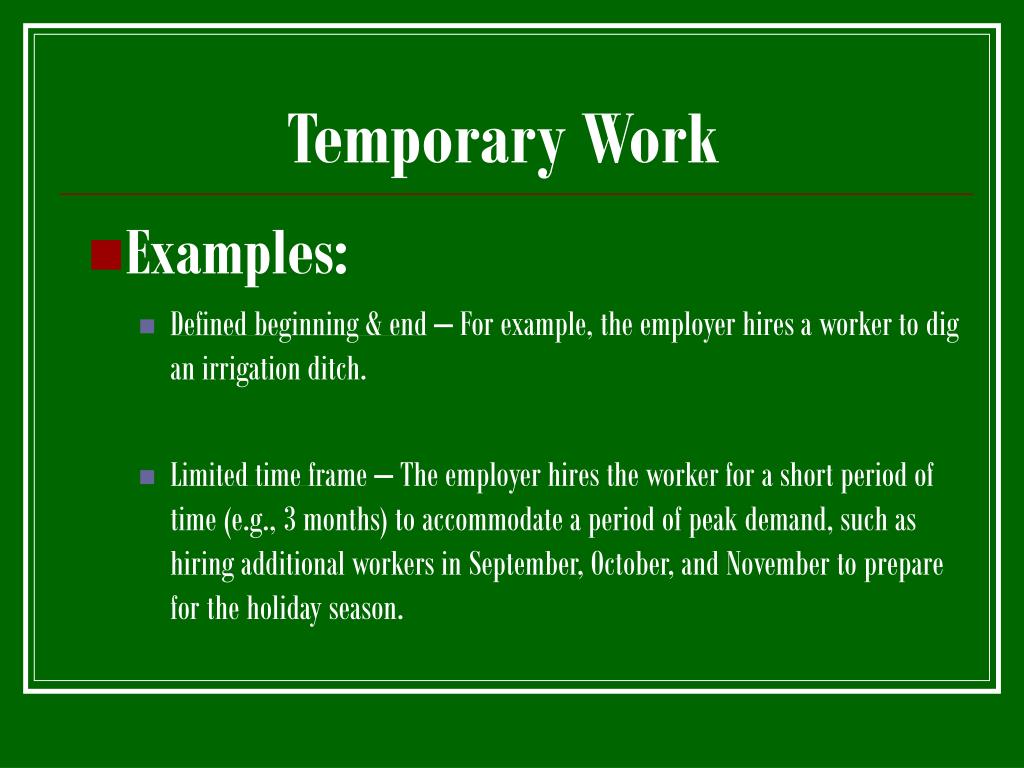what does temporary work mean