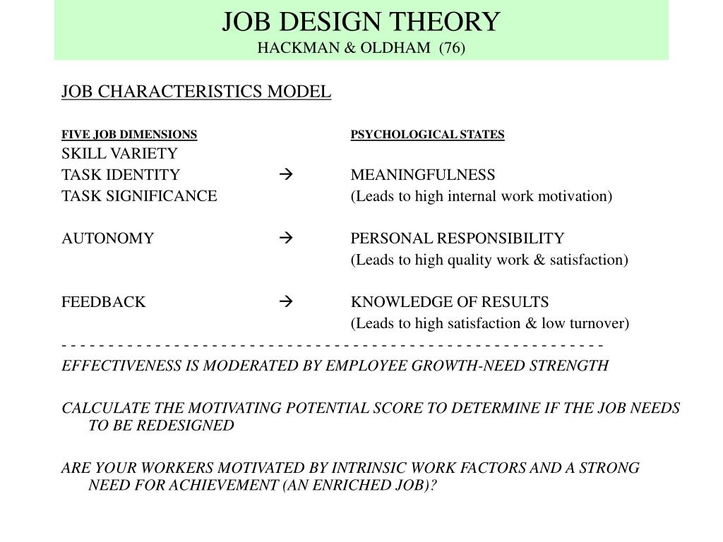 Motivational Theories And Job Design