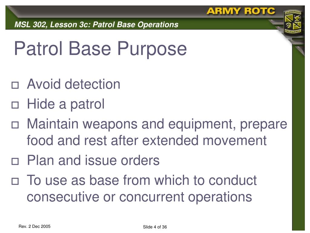 PPT Patrol Base Operations PowerPoint Presentation ID375474