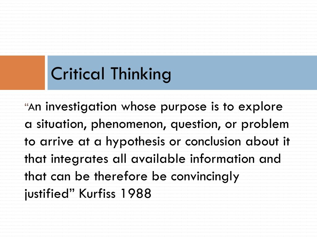 kurfiss 1988 critical thinking