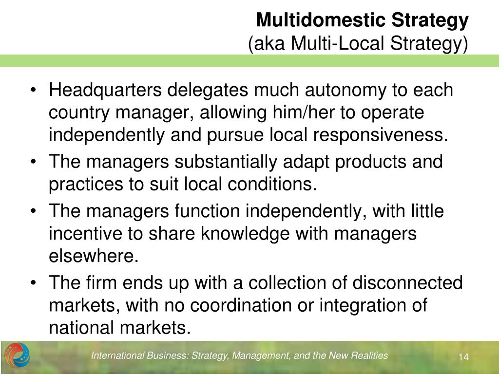 multi local strategy multi national strategy