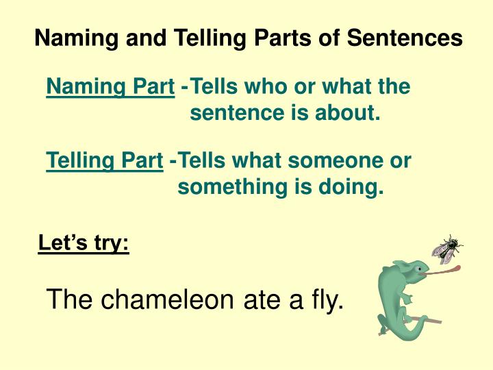 PPT - Naming and Telling Parts of Sentences PowerPoint Presentation