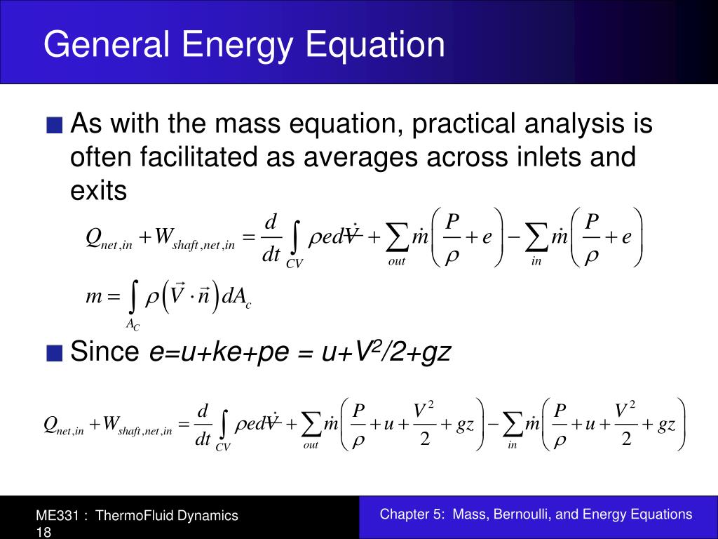 PPT - Chapter 5: Mass, Bernoulli, and Energy Equations PowerPoint