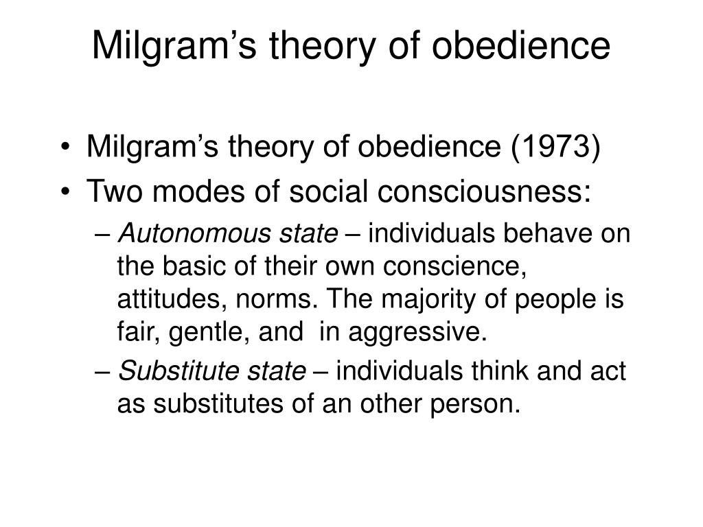 Milgram s Theory Of Obedience Experiments