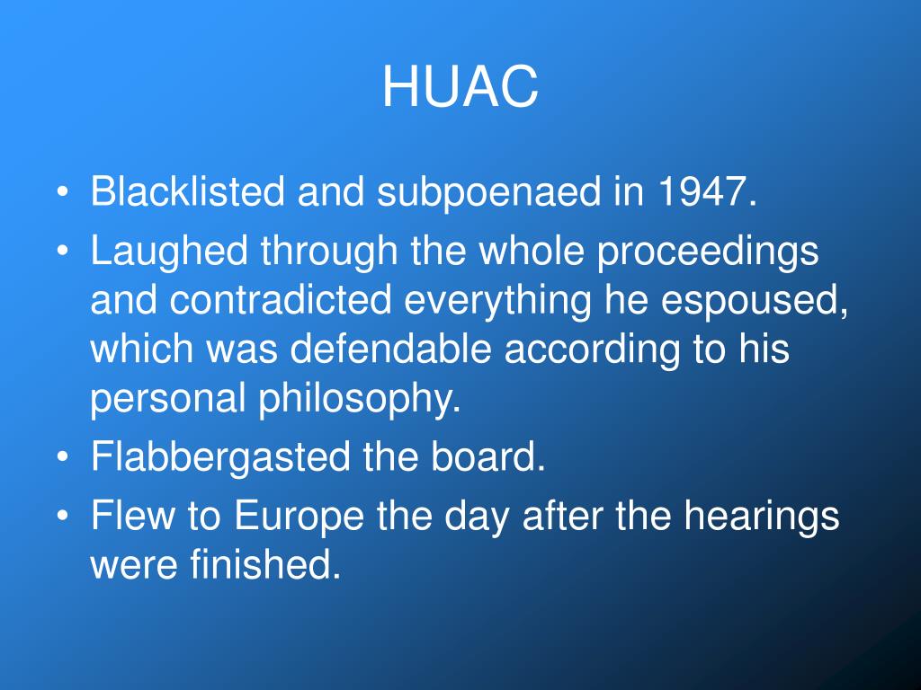 an essay on bertolt brecht on communism and his huac hearings Mccarthyism: a modern witch-hunt mccarthy's interrogation of individuals and his controversial tactics these hearings also served to bertolt brecht. an essay on bertolt brecht on communism and his huac hearings Mccarthyism: a modern witch-hunt mccarthy's interrogation of individuals and his controversial tactics these hearings also served to bertolt brecht.