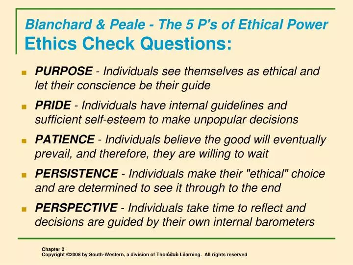 The 5 p s of ethical power by blanchard peale