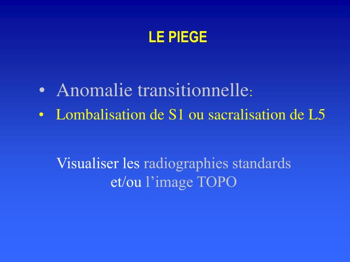 Anomalie Transitionnelle A Type De Lombalisation S1