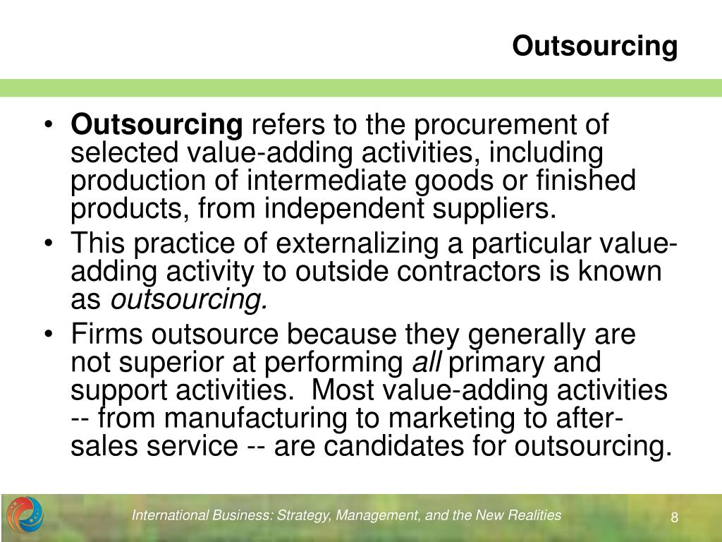 International Trade And Outsourcing Of Products