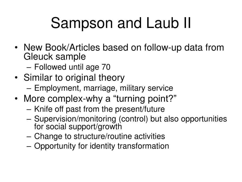 PPT Review Lifecourse Framework Review Sampson and Laub Terrie