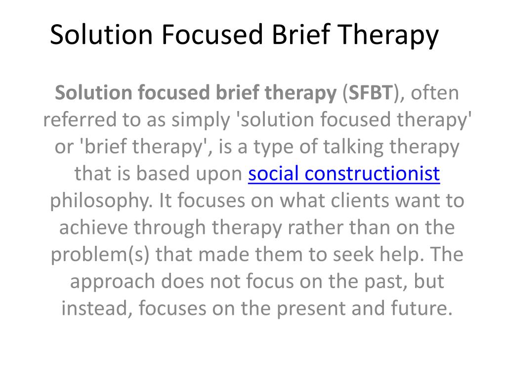 brief solution focused therapy