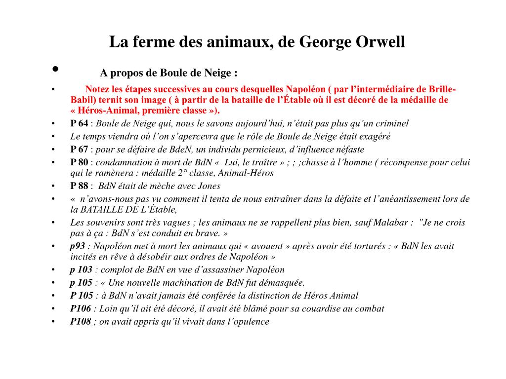 La Ferme Des Animaux Questionnaire Corrigé PPT - La ferme des animaux, de George Orwell PowerPoint Presentation