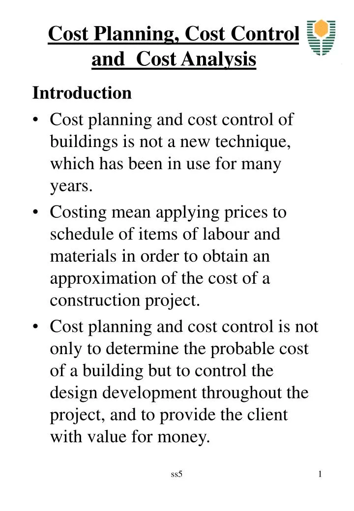 introduction to cost control Introduction of production and operation management introduction of production and operation management cost estimation and control (e). introduction to cost control Introduction of production and operation management introduction of production and operation management cost estimation and control (e).