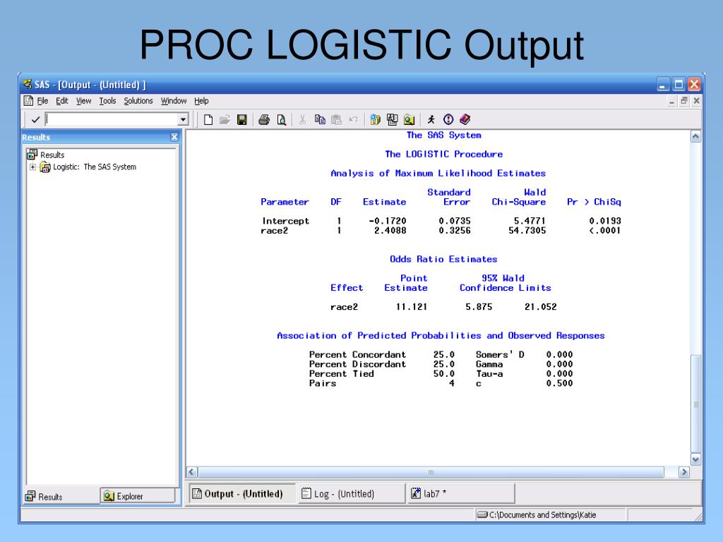 proc logistic output out options