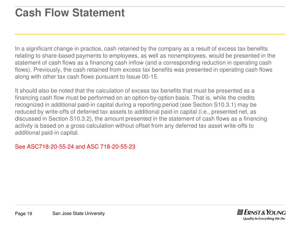 stock option exercise cash flow statement