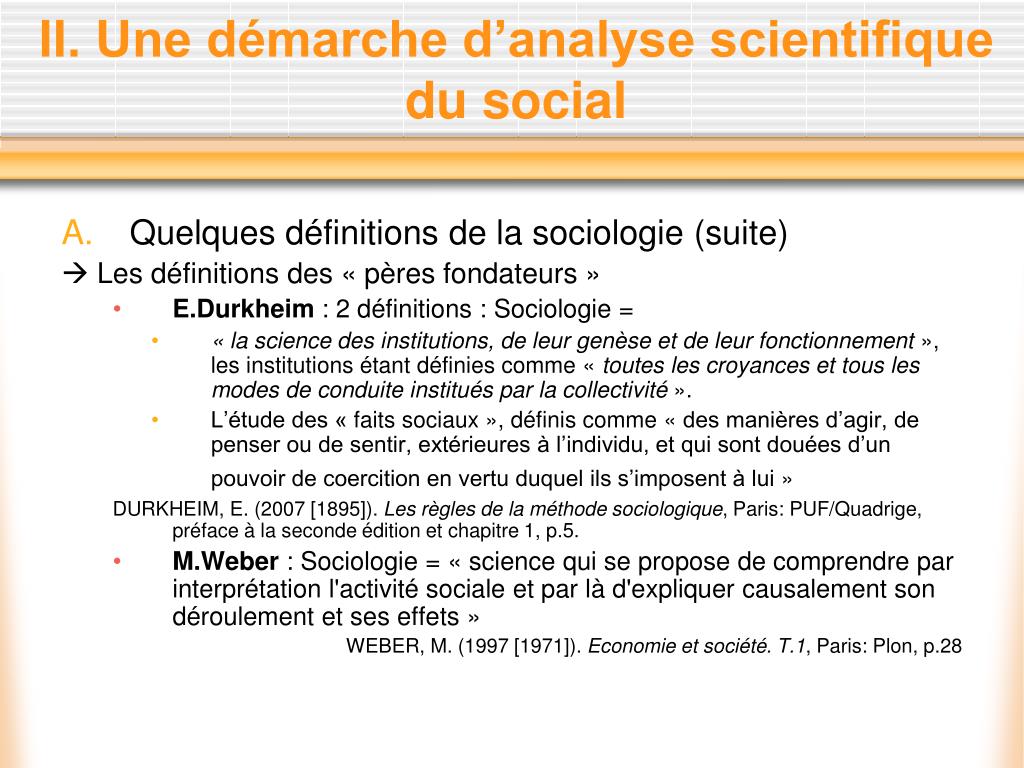 PPT  Chapitre 1  La sociologie, une démarche d’analyse scientifique