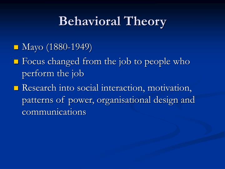behavioral theory The behavioral theory of the firm first appeared in the 1963 book a behavioral theory of the firm by richard m cyert and james g march the work on the behavioral. behavioral theory The behavioral theory of the firm first appeared in the 1963 book a behavioral theory of the firm by richard m cyert and james g march the work on the behavioral.