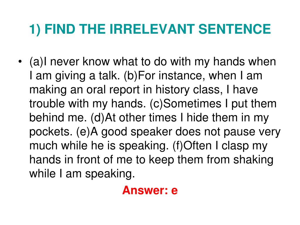 Irrelevant Sentences Worksheet Pdf