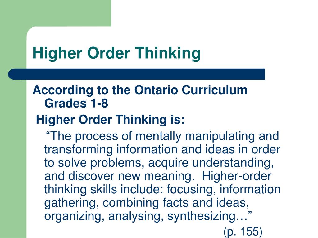 critical thinking higher order thinking