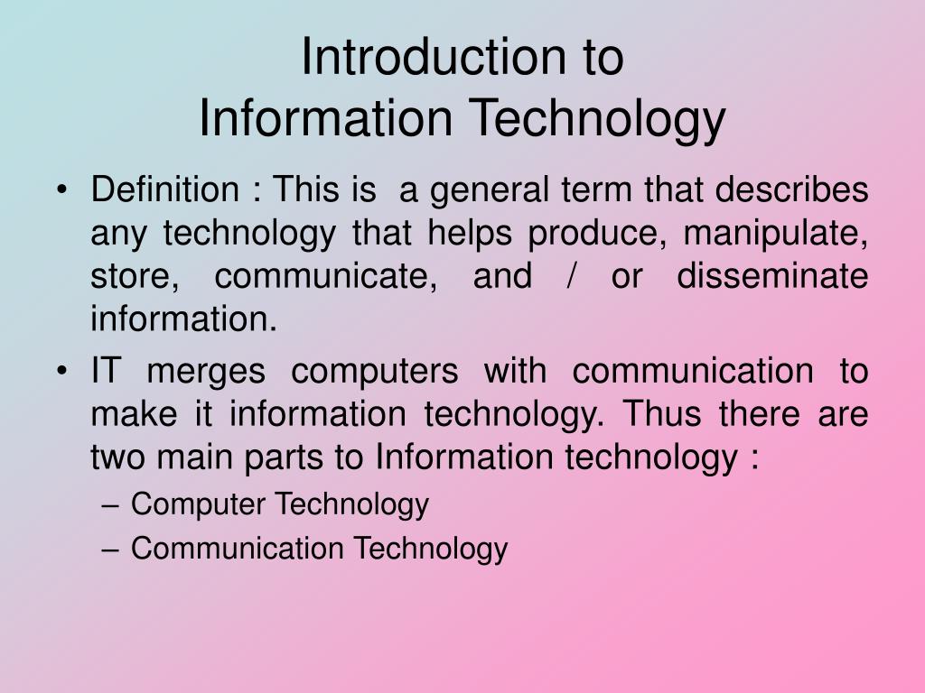 Introduction to Information Technology