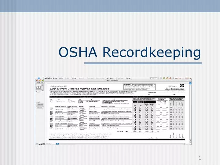 PPT OSHA Recordkeeping PowerPoint Presentation ID847895