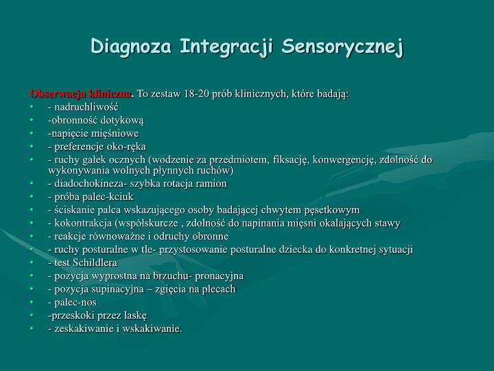 Południowo Kalifornijskie Testy Integracji Sensorycznej Pdf PPT - INTEGRACJA SENSORYCZNA PowerPoint Presentation - ID:855193