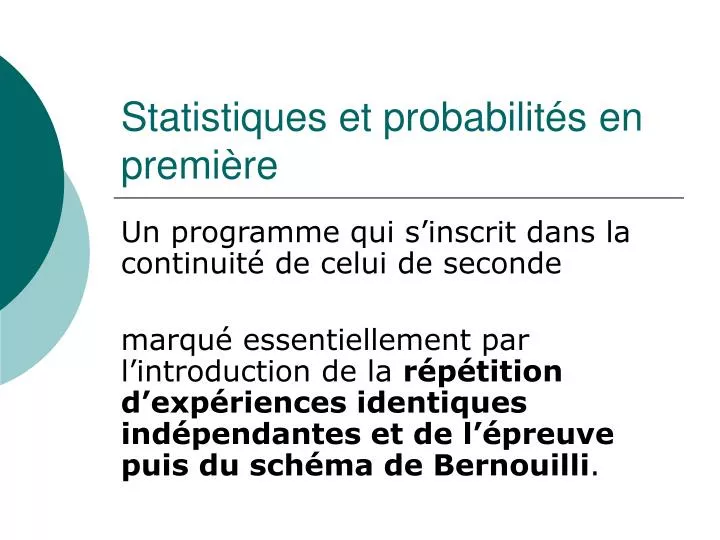 PPT Statistiques et probabilités en première PowerPoint Presentation