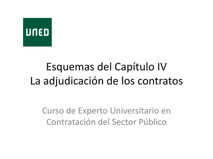 Ppt Esquemas Del Cap Tulo Iv La Adjudicaci N De Los Contratos