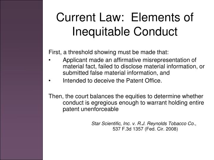 Ppt The Changing Law Of Inequitable Conduct Powerpoint Presentation Id