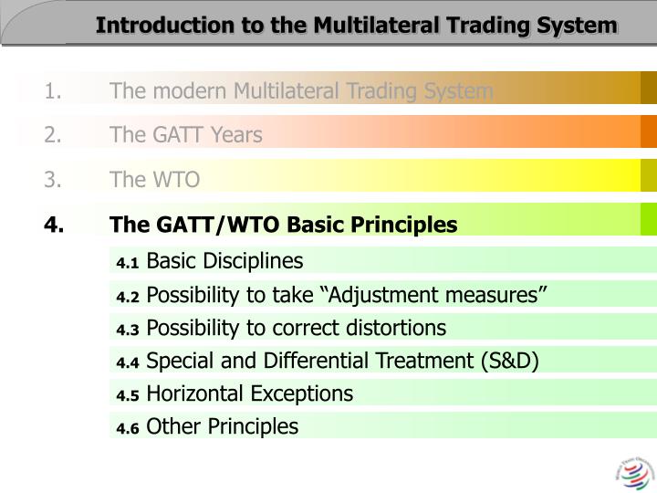Five principles of multilateral trading system