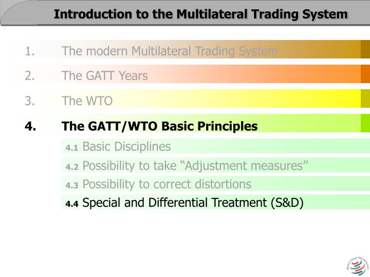 Five principles of multilateral trading system