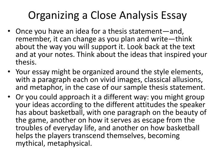 Close analysis essay