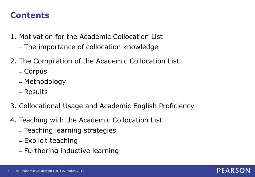 PPT The Academic Collocation List A tool for teaching