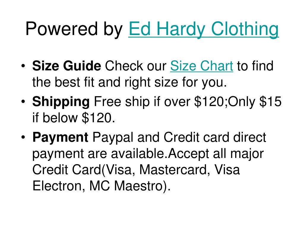 Ed Hardy Clothing Size Chart