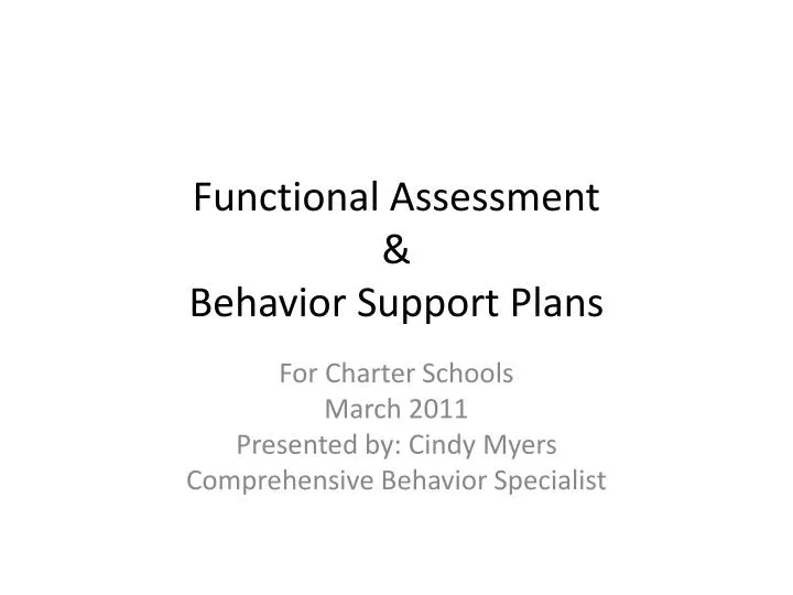 functional assessment behavior support plans n.