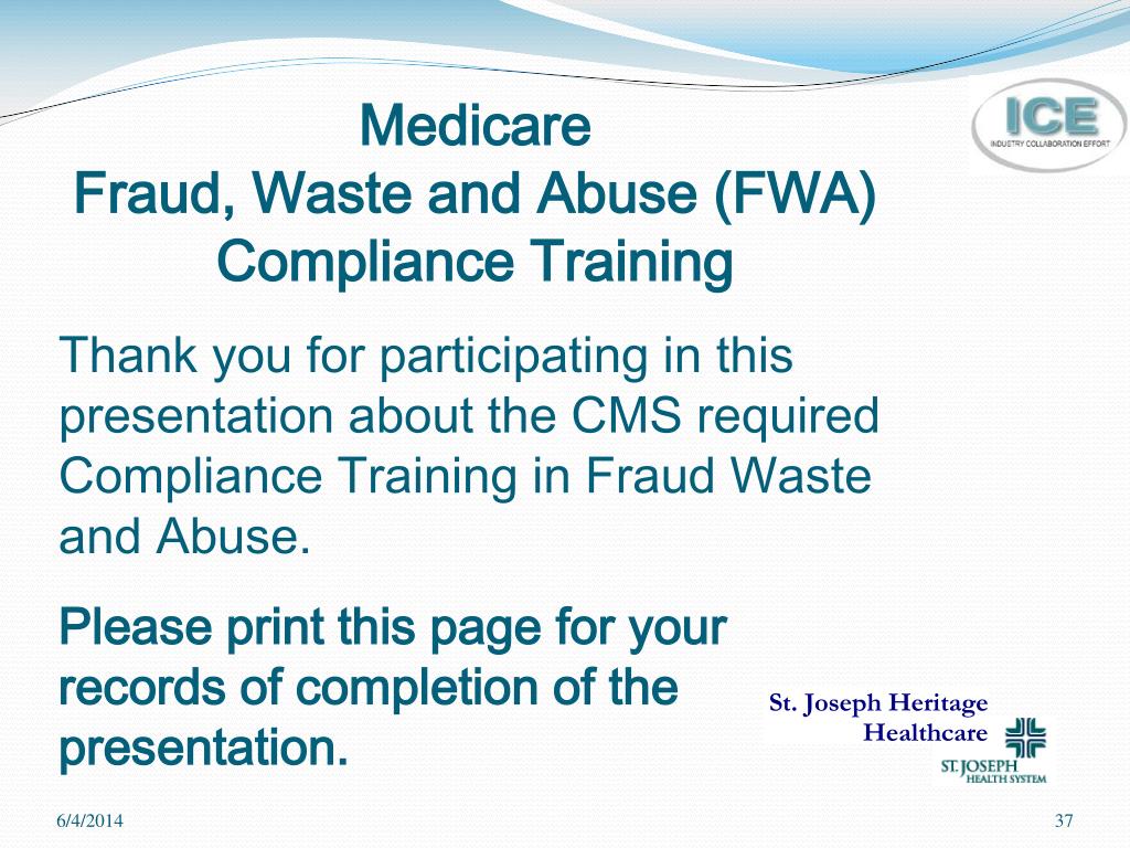 PPT Medicare Fraud, Waste and Abuse (FWA) Compliance Training
