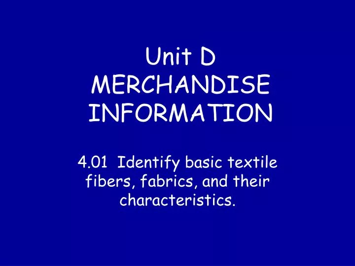 unit d merchandise information n.