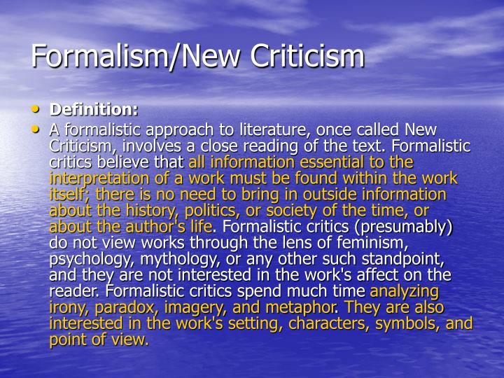 the new criticism and formalist analysis the new criticism and formalist analysis