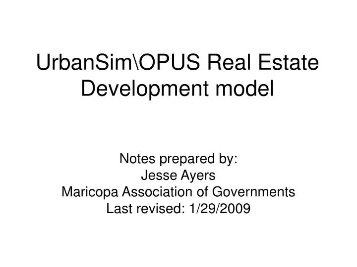 urbansim opus real estate development model n.