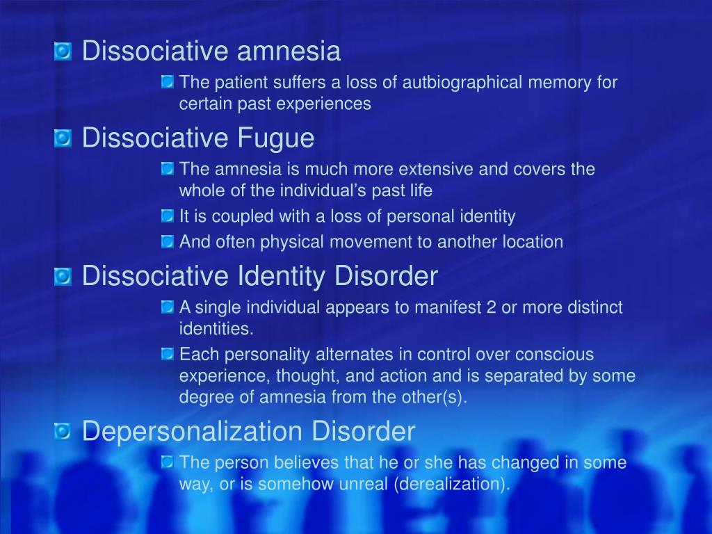 Types of dissociative disorders