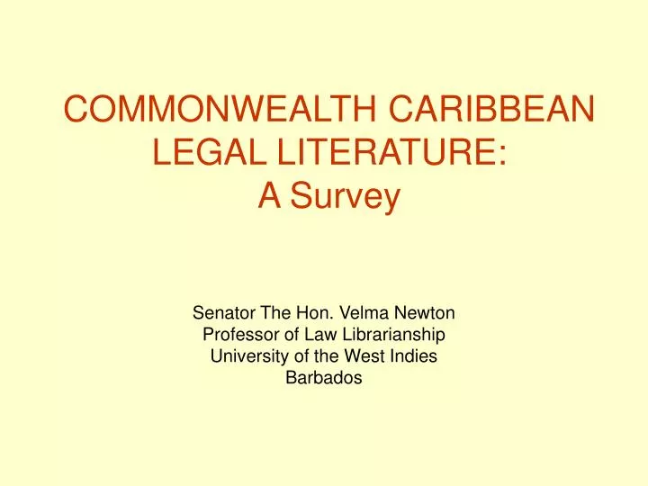 commonwealth caribbean legal literature a survey n.