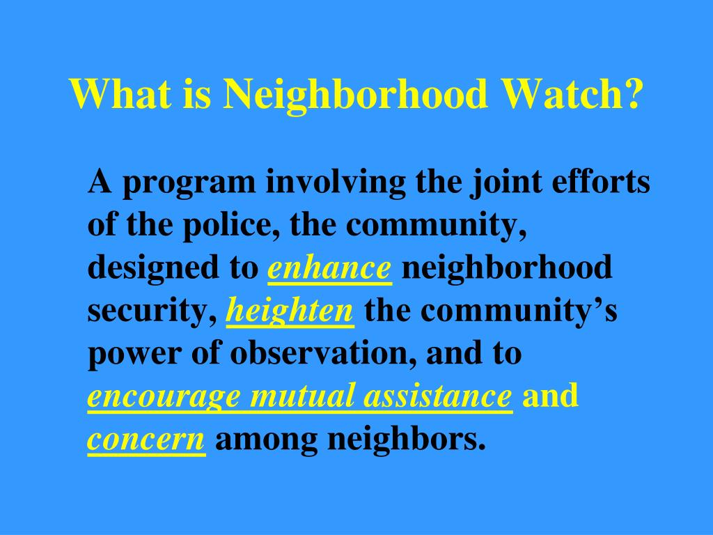 essay on the neighborhood watch