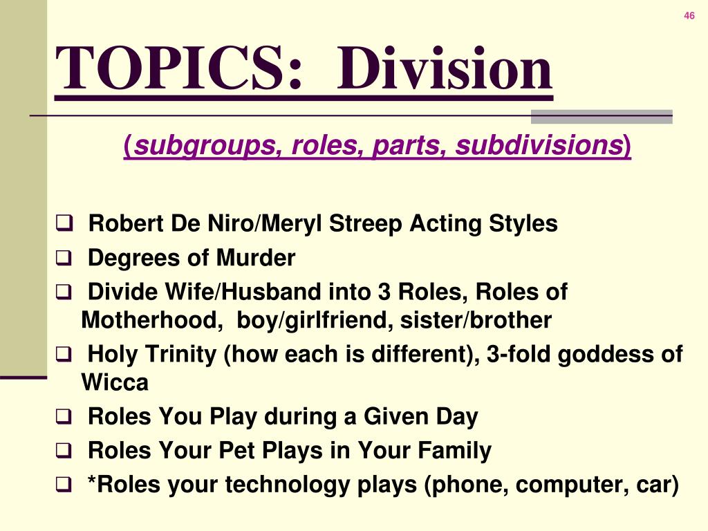 division essay subjects