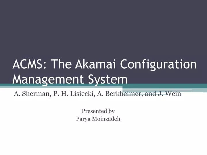 acms the akamai configuration management system n.