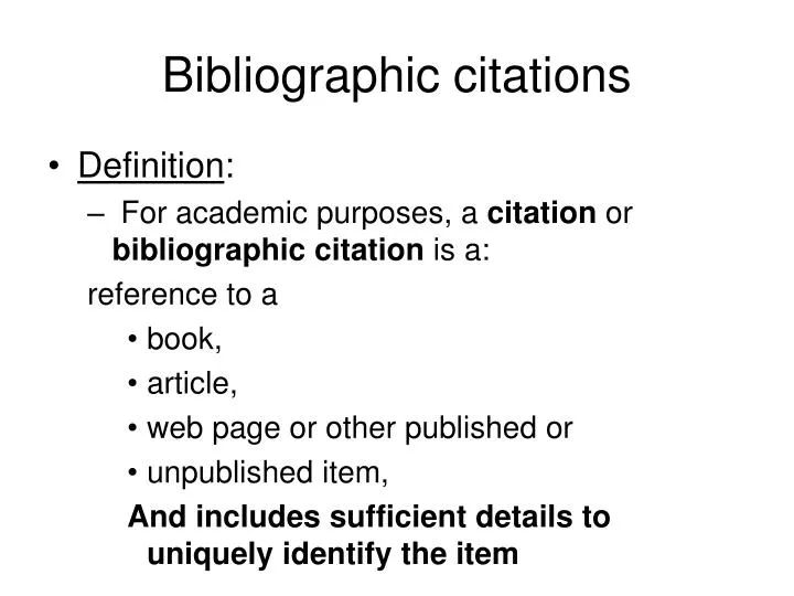bibliographic citations n.