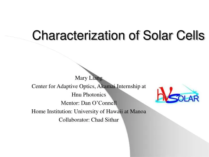 PPT - Characterization of Solar Cells PowerPoint Presentation, free ...
